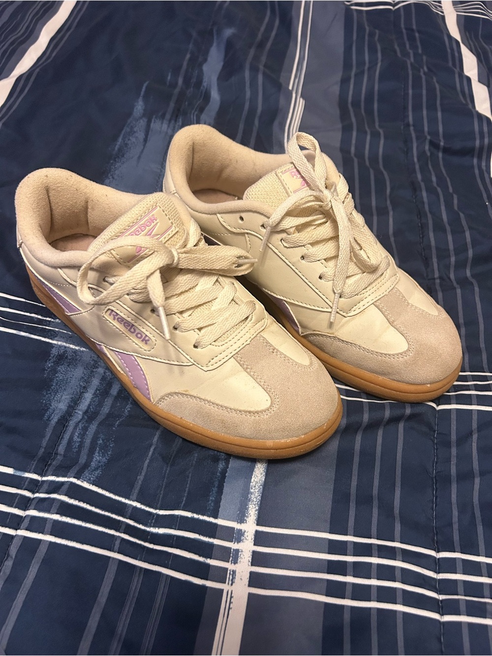Reebok Women's Cream and Lavender Retro Sneaker
